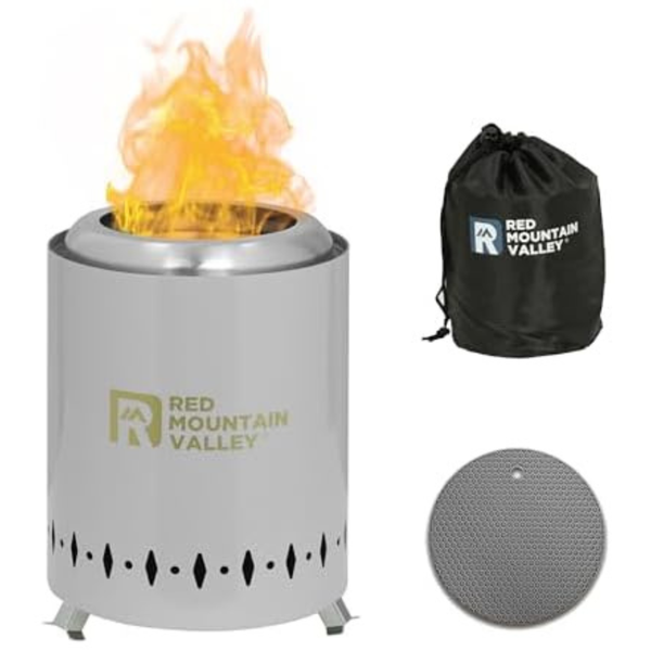 Red Mountain Valley Smokeless Tabletop Fire Pit with Mat