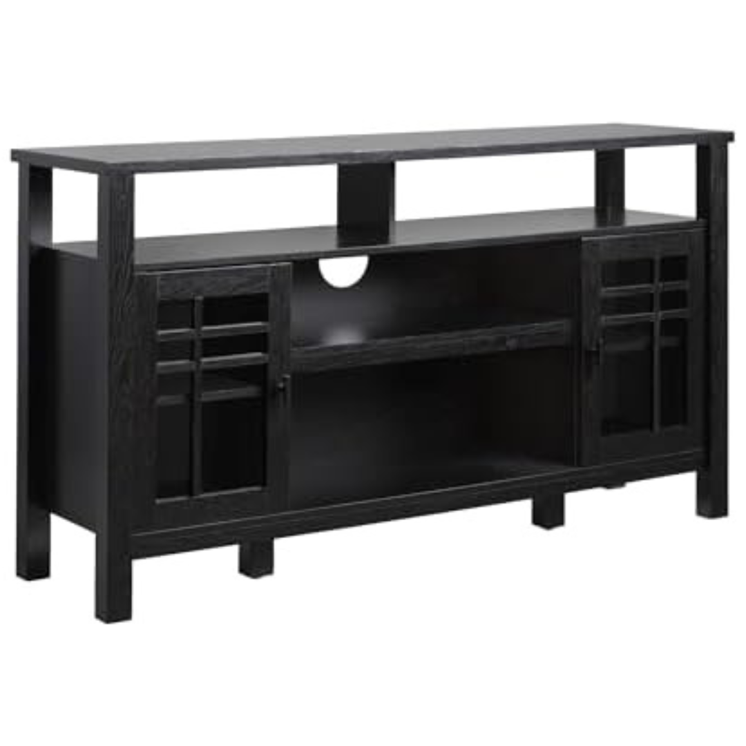 58" Walker Edison Glass Door Storage Sideboard with Adjustable Shelf