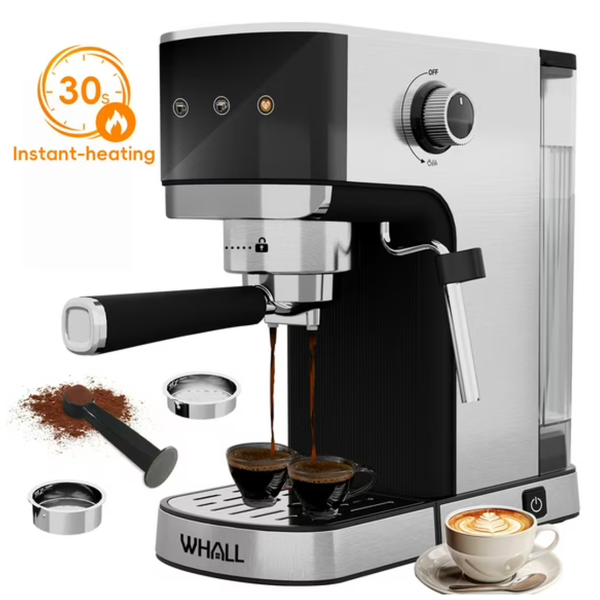 WHALL 20-Bar Touchscreen Espresso Machine w/Milk Frother Steam Wand