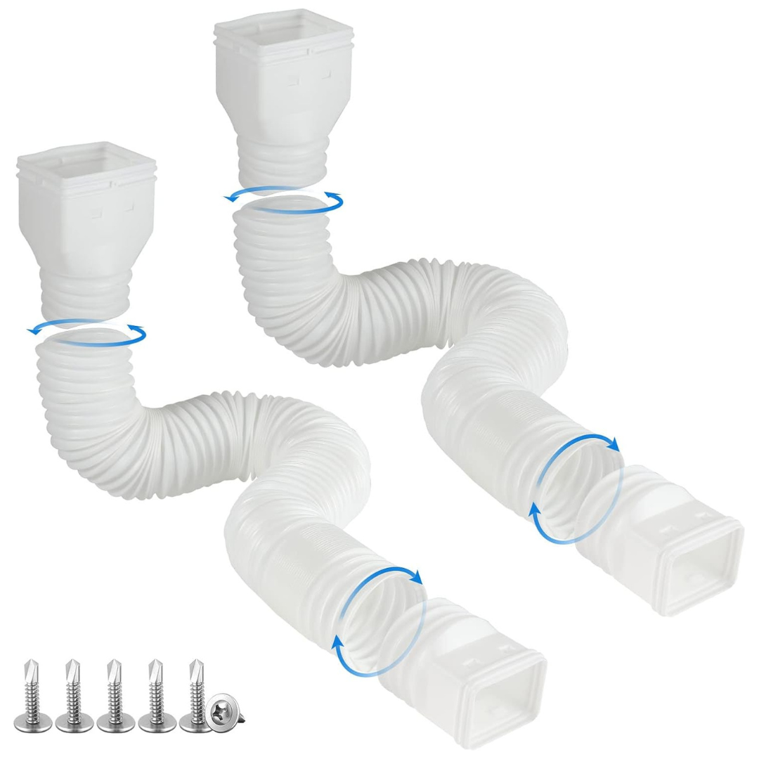 2-Pack Flexible Rain Gutter Downspout Extension