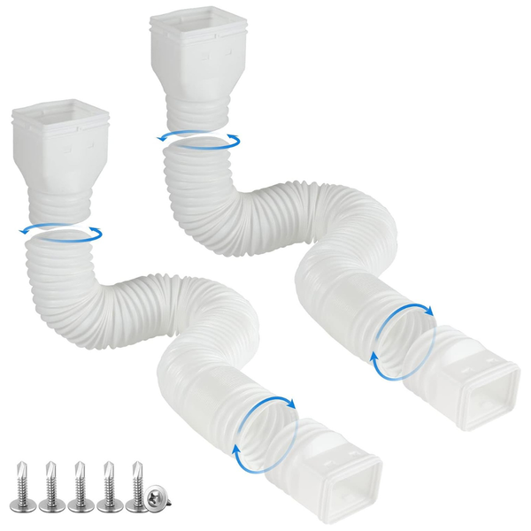 2-Pack Flexible Rain Gutter Downspout Extension