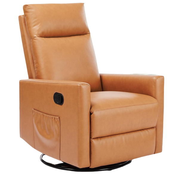 Sweetcrispy High Back 360 Swivel Rocker Chair (Classical Brown)