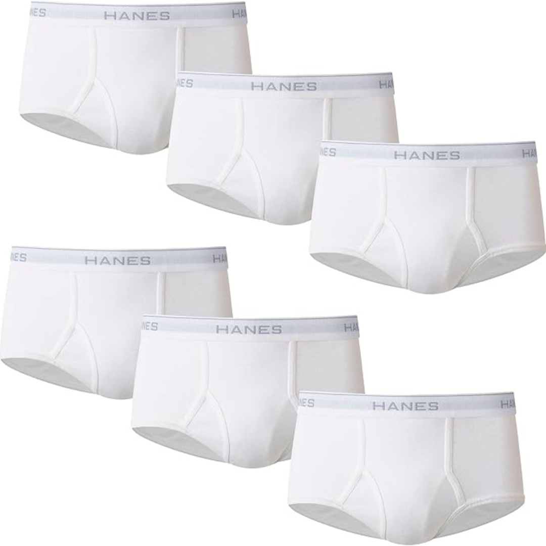 6-Pack Hanes Men's Moisture-Wicking Cotton Briefs (White)