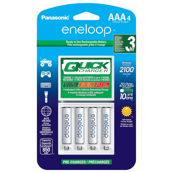 Panasonic 3 Hour Quick Charger With 4 AAA Batteries
