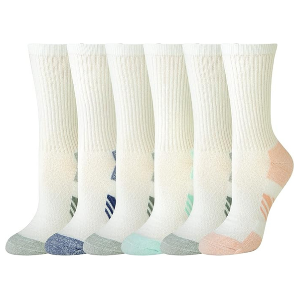6-Pairs Women's Performance Cushioned Breathable Crew Sports Socks