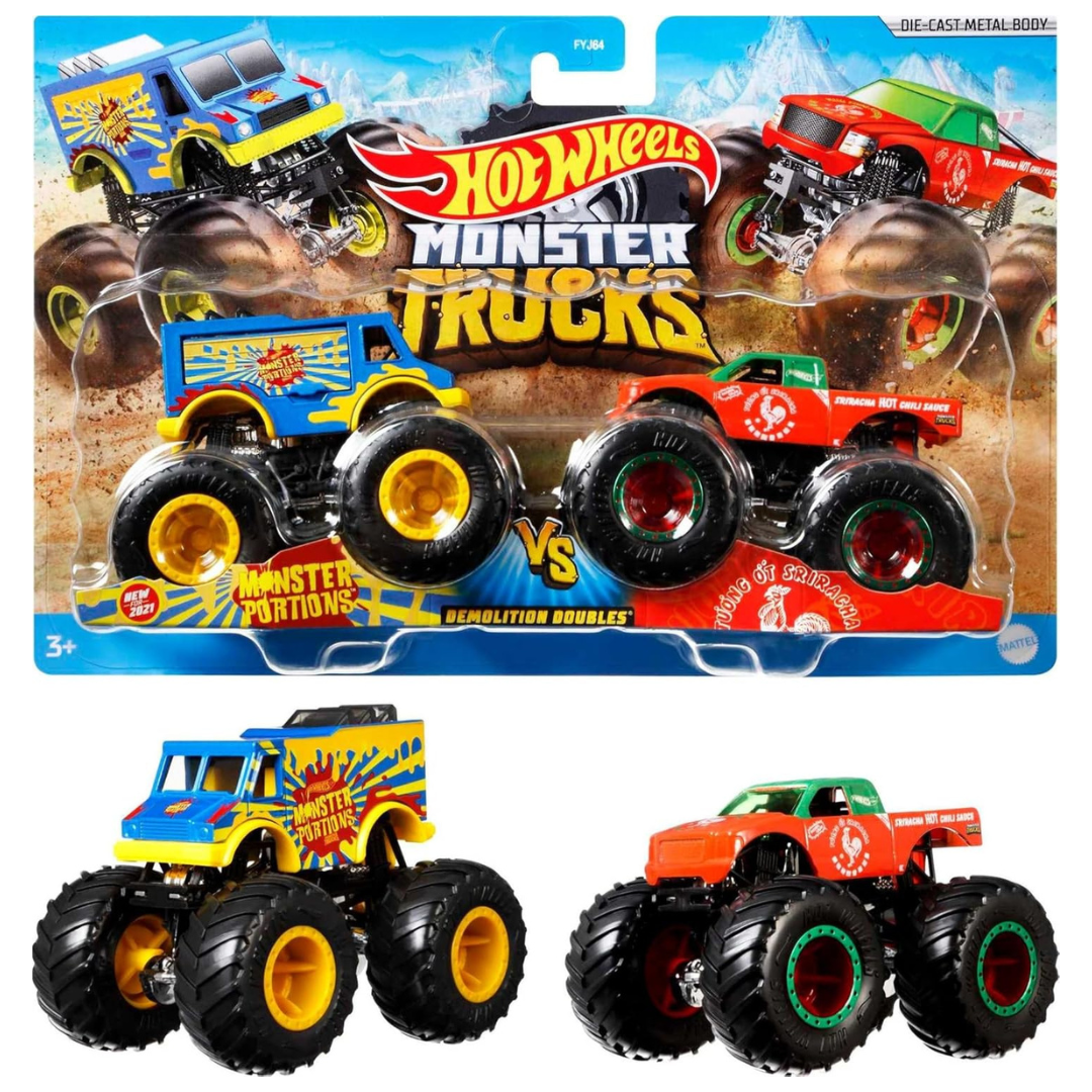2-Pack Hot Wheels Monster Trucks Demolition Doubles Toy Die-Cast Vehicles