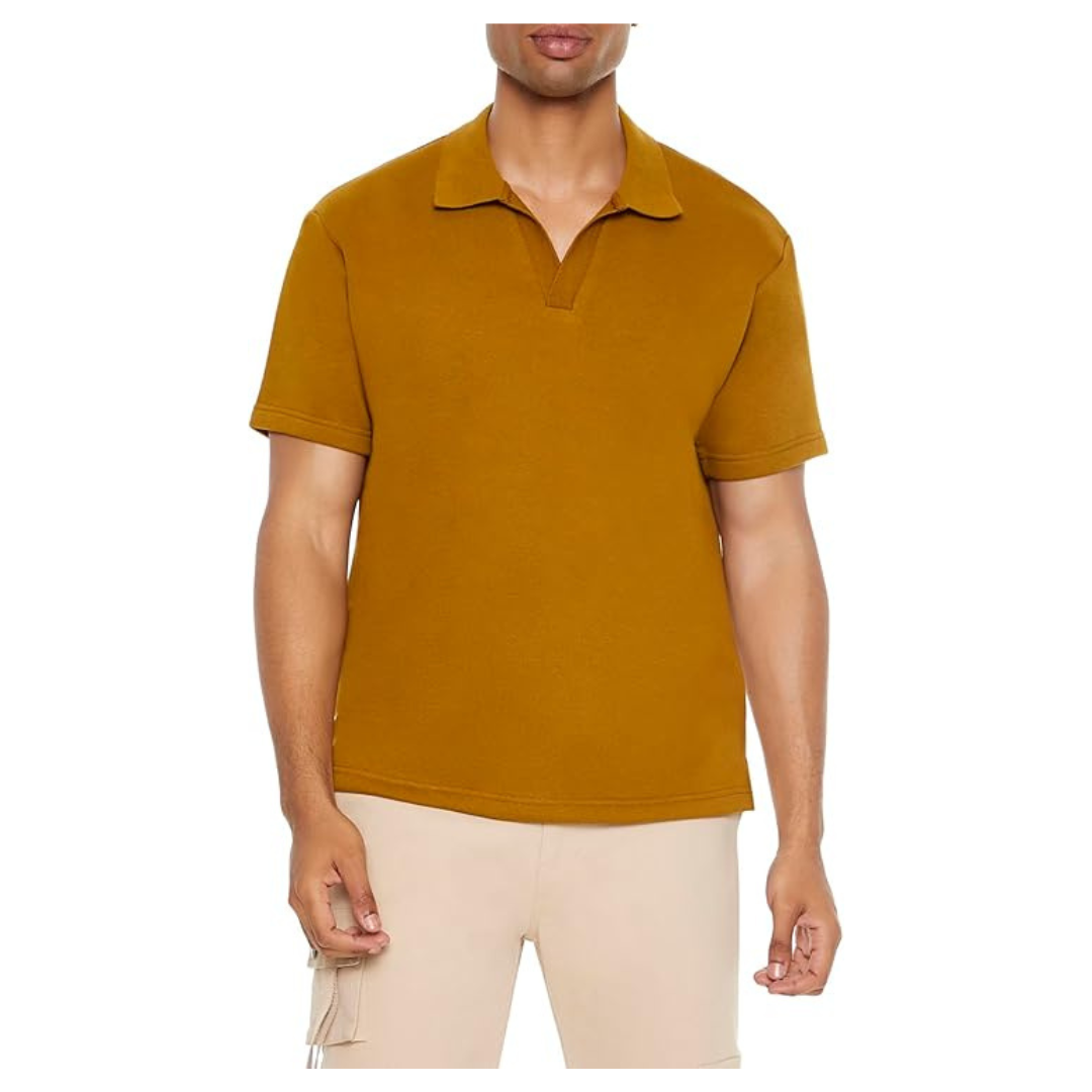 Forever 21 Men's Cotton-Blend Polo Shirt (Coffee)