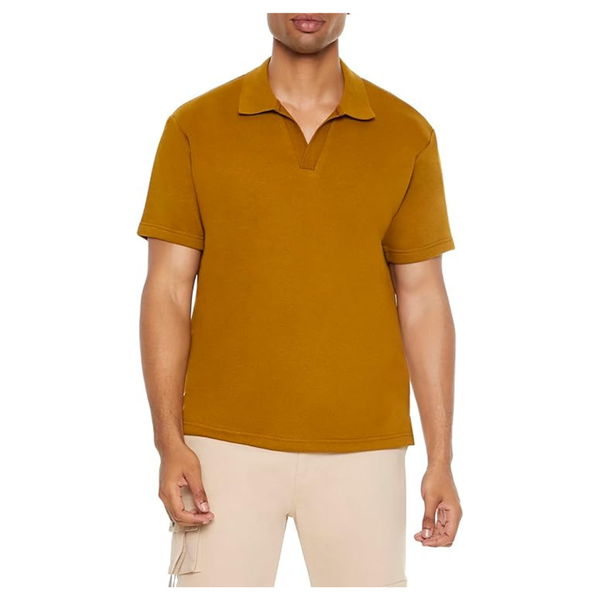 Forever 21 Men's Cotton-Blend Polo Shirt (Coffee)