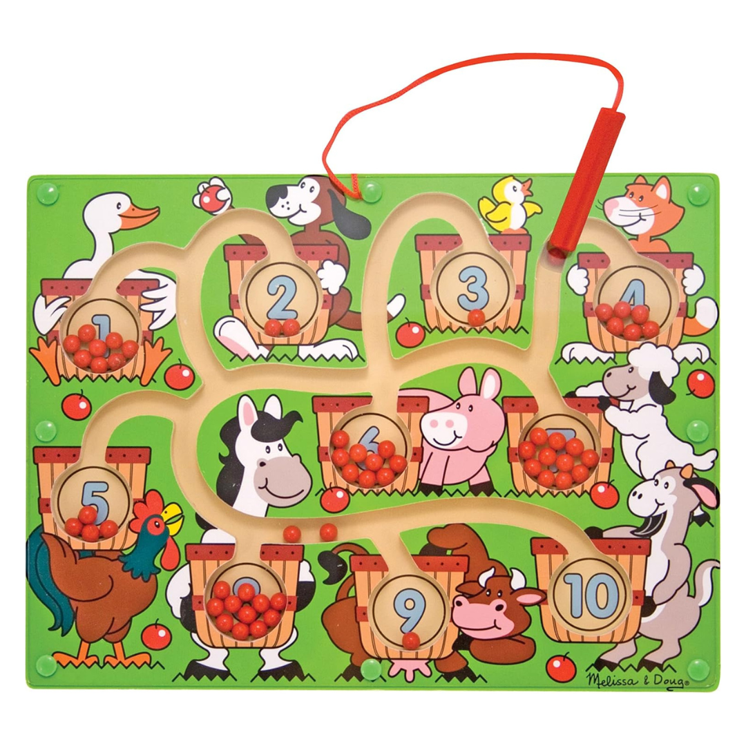 Melissa & Doug Magnetic Wand Number Maze Wooden Puzzle Activity