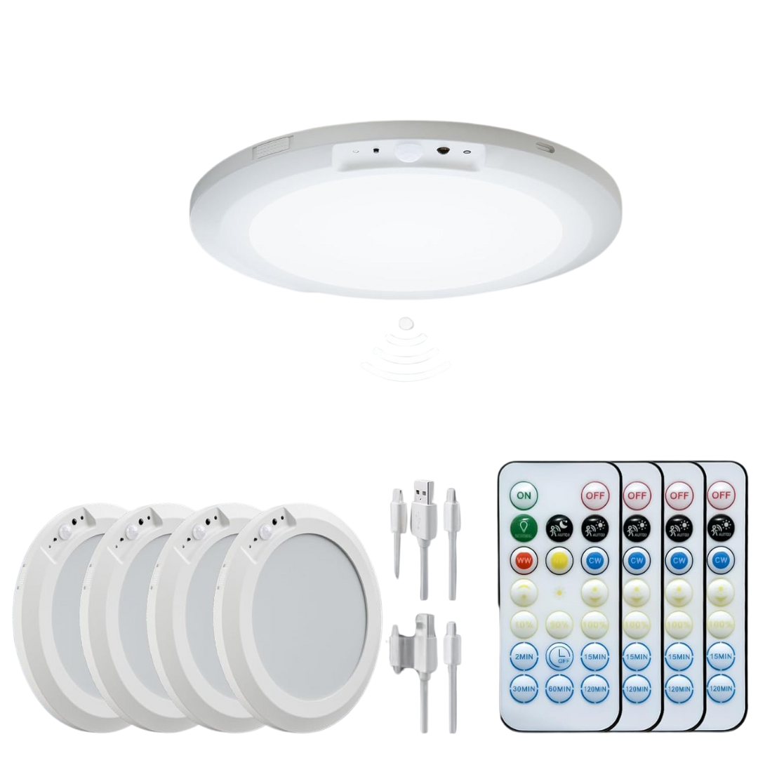 4-Pack 10000mAh Rechargeable Motion Sensor Ceiling Light