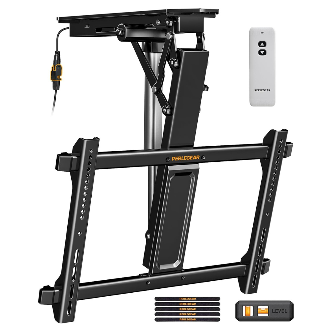 Perlegear Electric Ceiling TV Mount with Remote