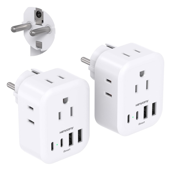 2-Pack Hanycony Type E F Germany France Travel Adapter