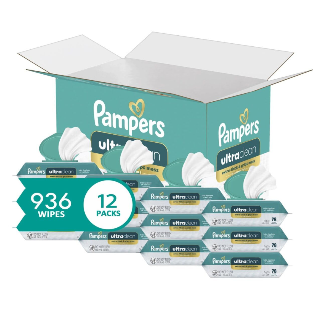 936-Count (12pk x 78ct) Pampers Ultra Clean Baby Wipes