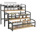 3-Tier Countertop Spice Rack Organizer with Wooden Steps