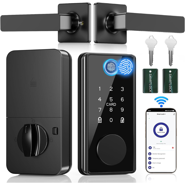 WiFi Fingerprint Front Door Smart Lock with Handle Set