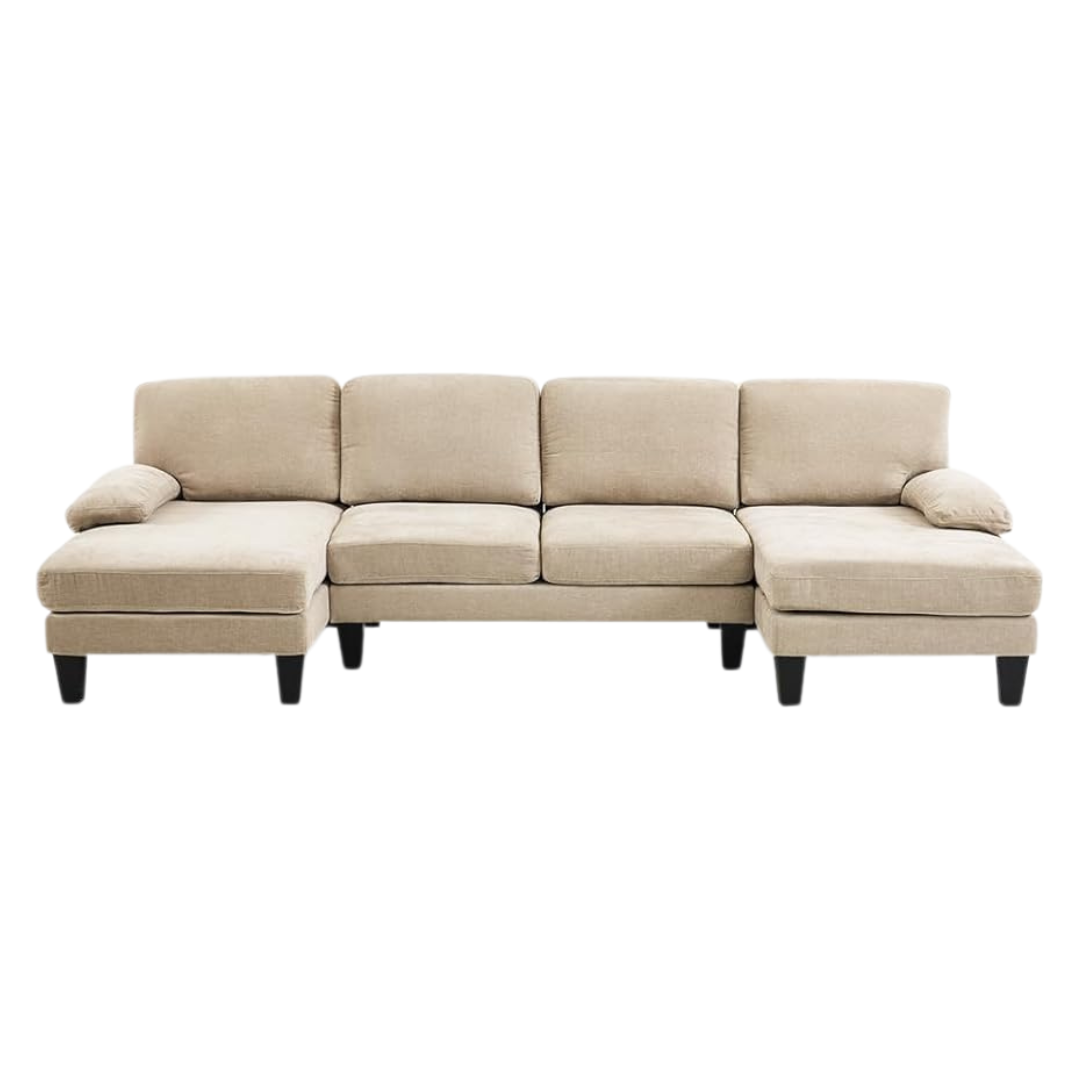 VINGLI 110" U Shaped Sectional 4-Seat Sofa Set