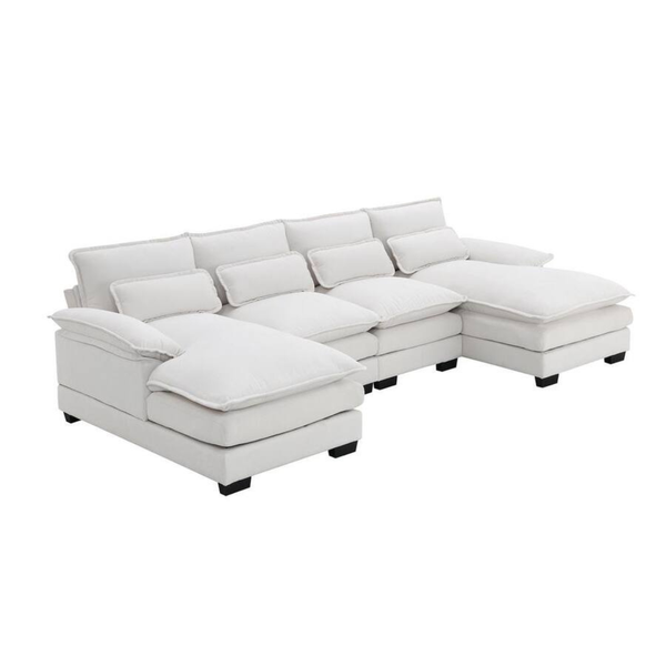 109.8" W Flared Arm Modern U Shaped Chenille Sectional Sofa