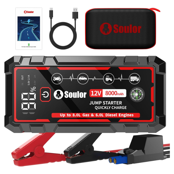 Soulor 8-in-1 Portable Battery 5000A Car Jump Starter