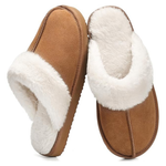 OOW Women's Cozy Fuzzy Memory Foam Slippers (Chestnut)