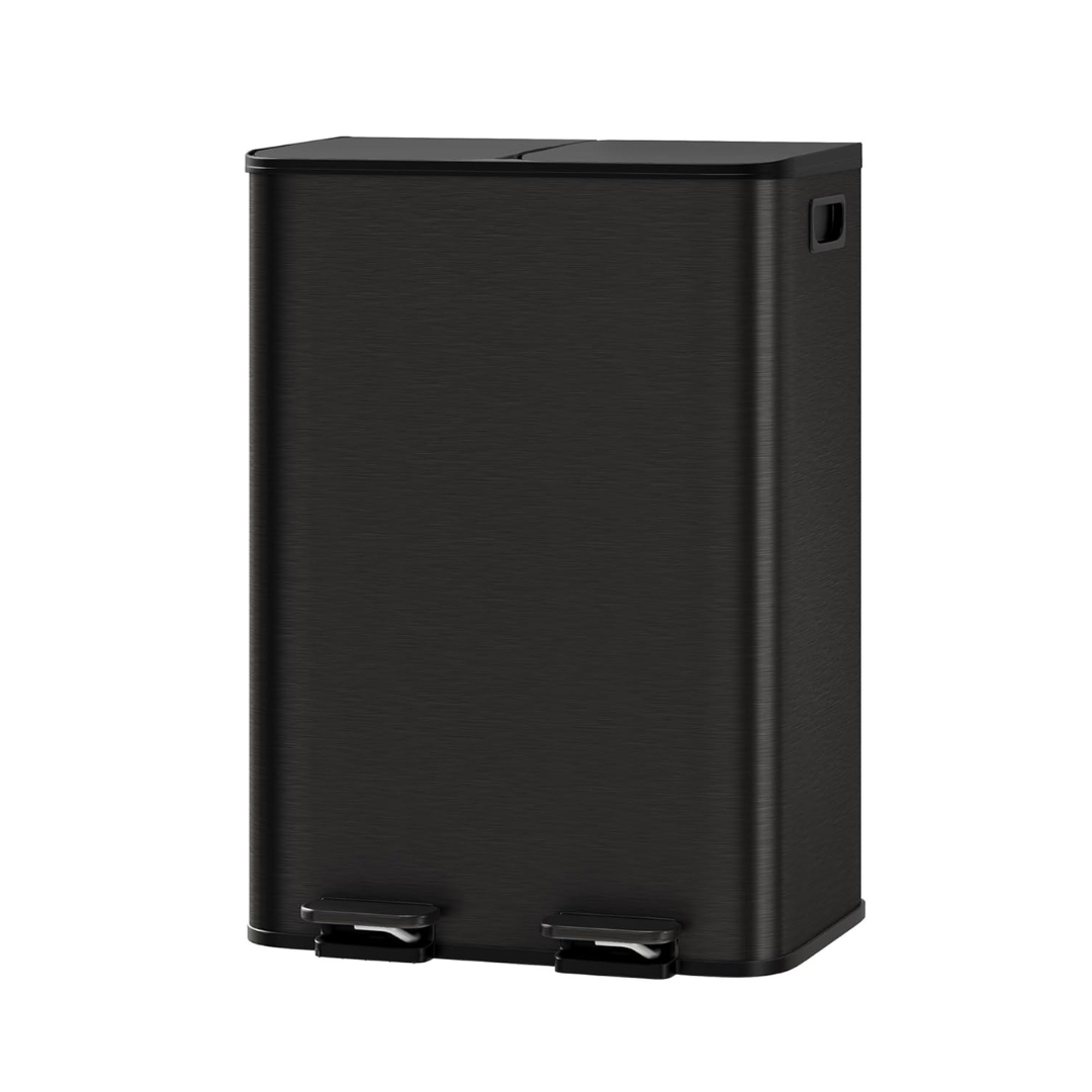 GarveeHome 2 x 8 gal Stainless Steel Double Trash Can With Lid