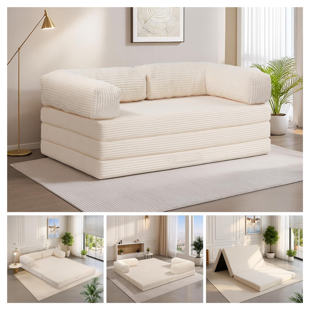 5-in-1 Queen Size Tri-Fold Mattress Sofa Bed