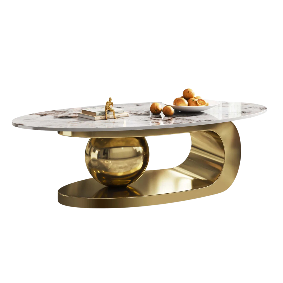 Everly Quinn Oval Marble Coffee Table (15.8" H x 49.2" L x 27.6" W)