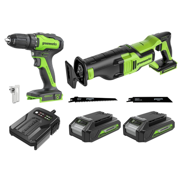 Greenworks 24V Brushless 2-Pieces Cordless Power Tool Combo Kit