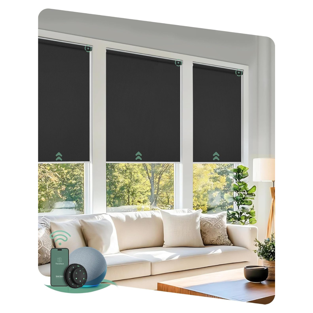 117"L x 105"W Motorized Blackout Smart Blinds With Remote