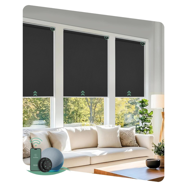 117"L x 105"W Motorized Blackout Smart Blinds With Remote