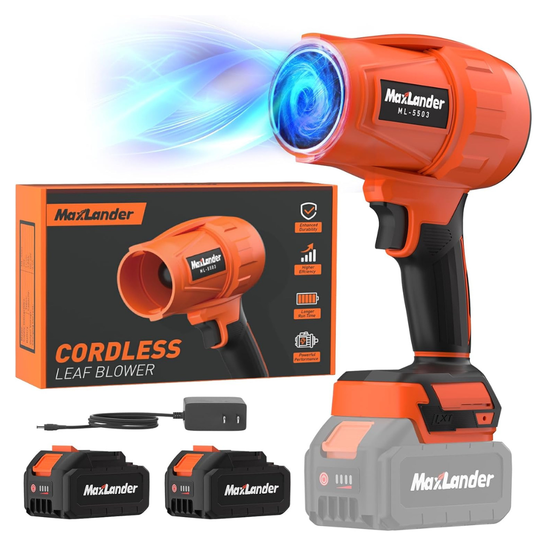 Electric 21V Cordless Leaf Blower With 2x3.0Ah Battery & Charger