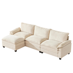 Suawy 114" L Shaped 4 Seat Modular Couch Sectionals W/ Ottoman