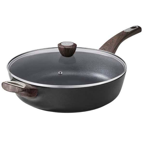 Sensarte 12" 5 Qt Nonstick Deep Frying Pan With Lid