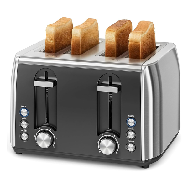 Havato 1800W Stainless Steel 4-Slice Bread Toaster w/ 6 Browning Settings