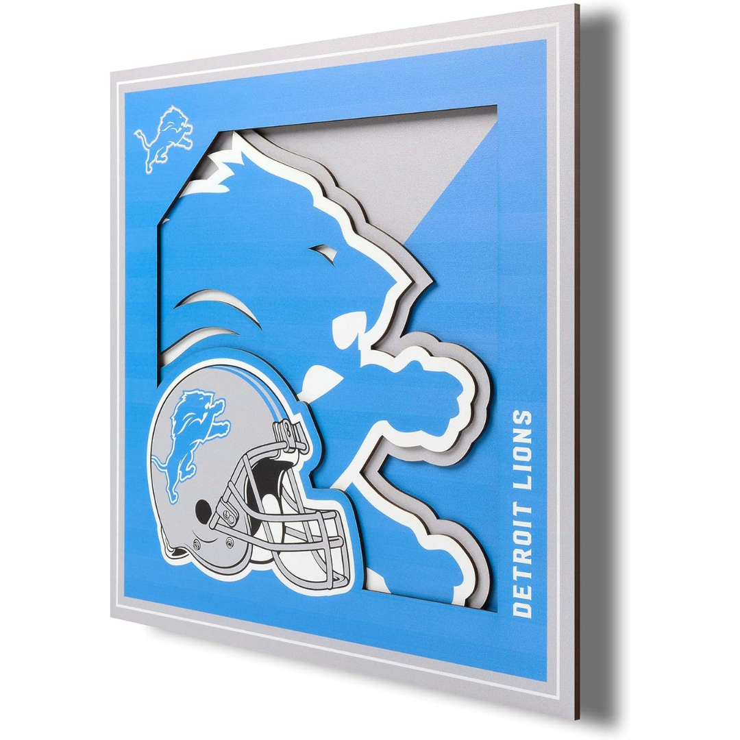 12" x 12" YouTheFan NFL Detroit Lions 3D Logo Series Wall Art