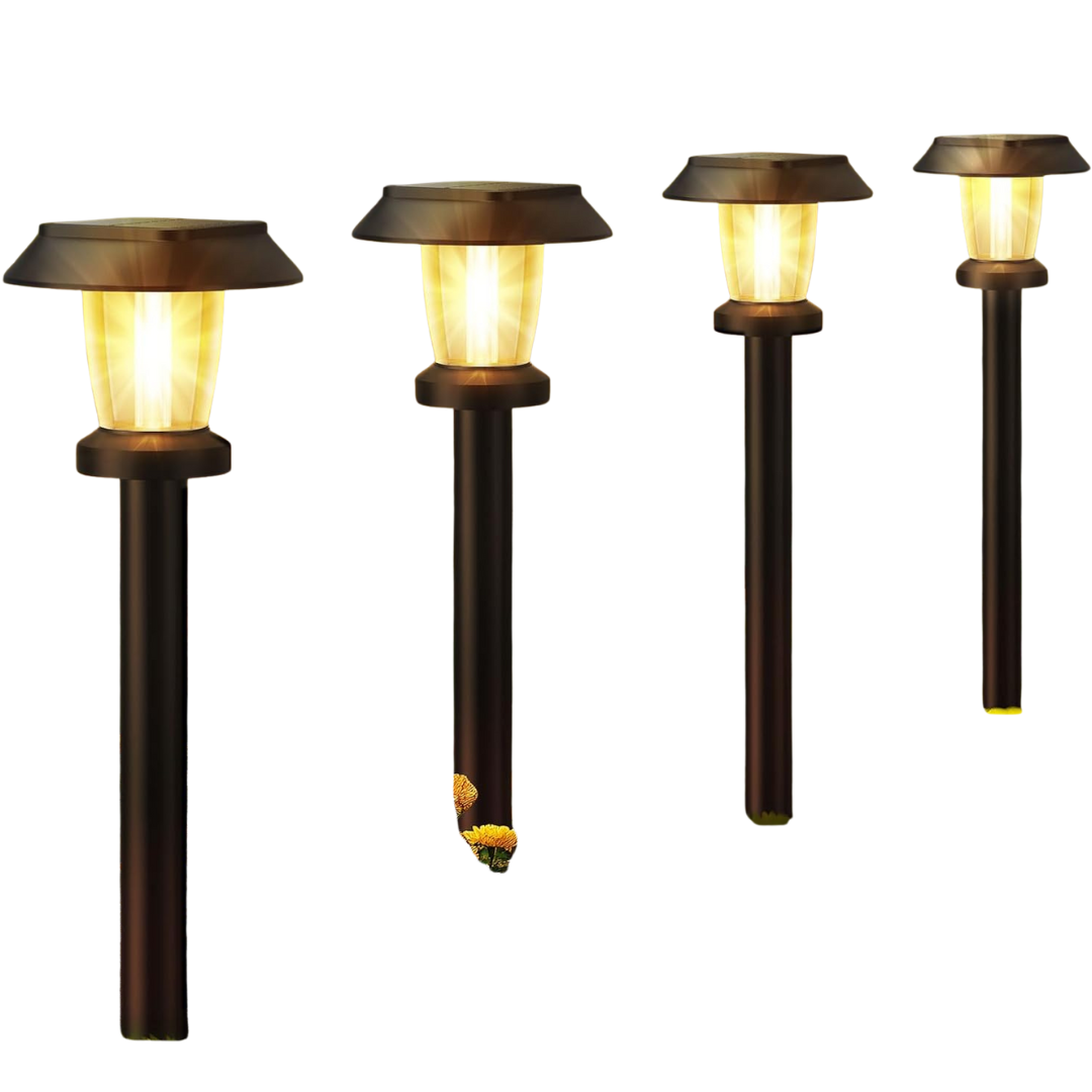 10-Pack Waterproof Solar Powered Pathway Lights with 3 Modes