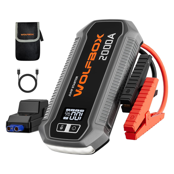 WOLFBOX 2000A Portable Car Jump Starter W/ 30W USB-C PD & USB-A QC 3.0