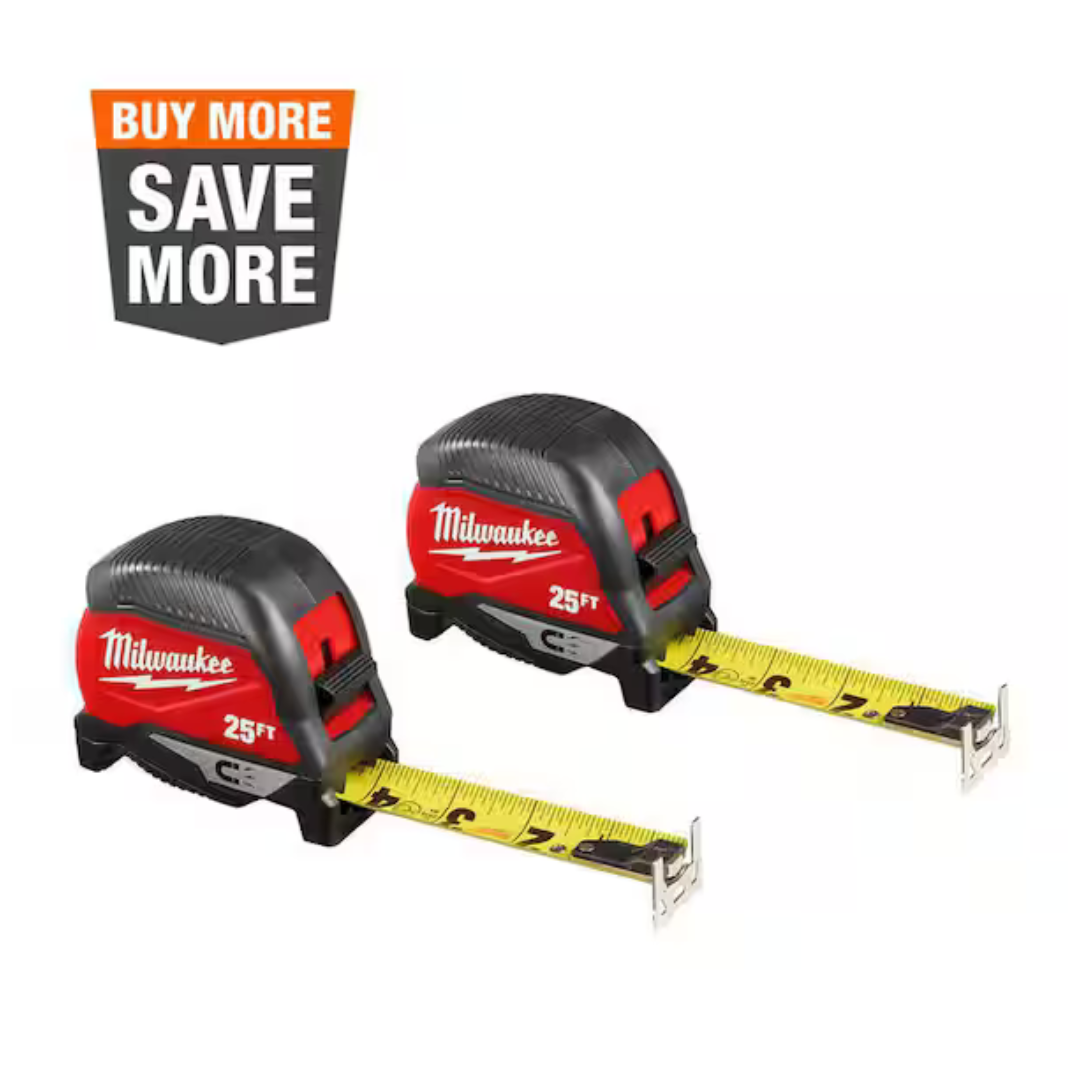 2-Pack Milwaukee 25ft Compact Magnetic Tape Measure