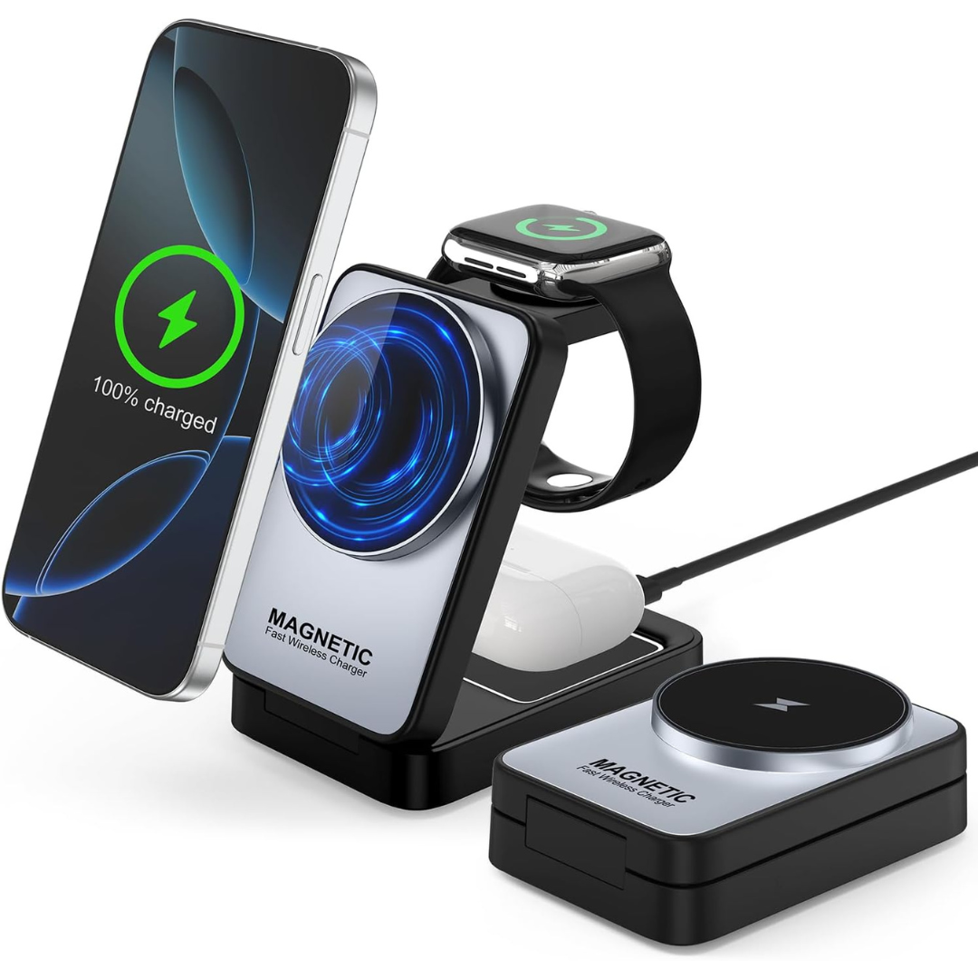 3-in-1 Portable Wireless Magnetic Charging Station for Apple Devices