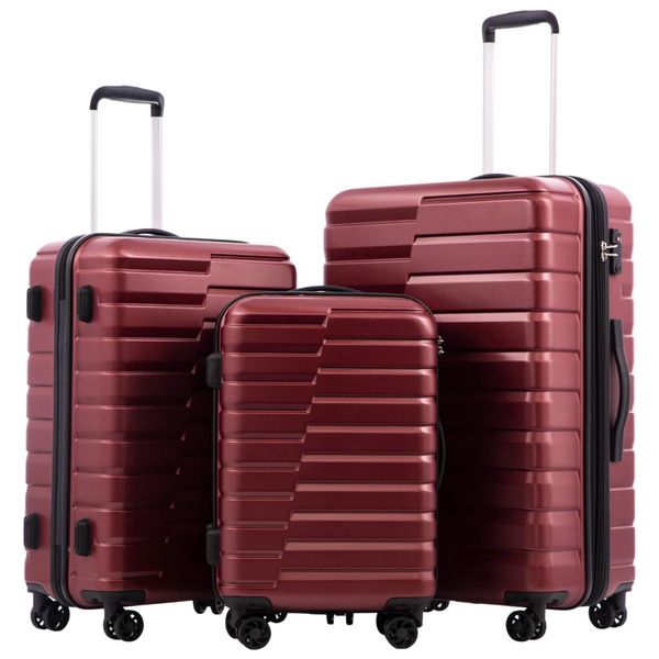 3-Piece Coolife Expandable PC ABS TSA Lock Spinner Carry on Luggage