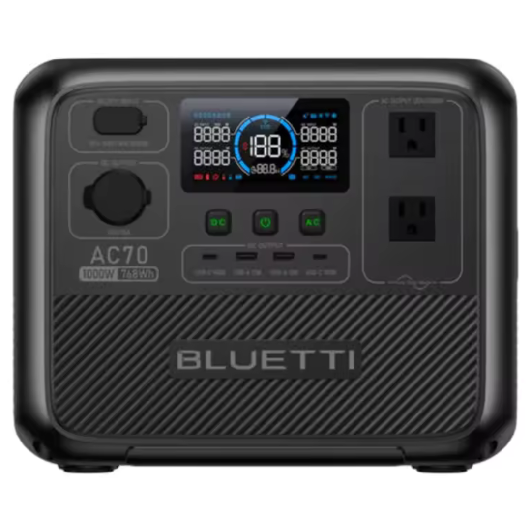 768Wh 1000W Bluetti LiFePO4 AC70 LiFePO4 Portable Power Station