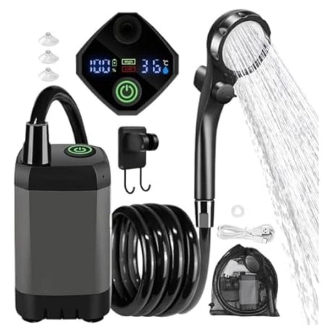 6000mAh Rechargeable LED Display Screen Shower Set