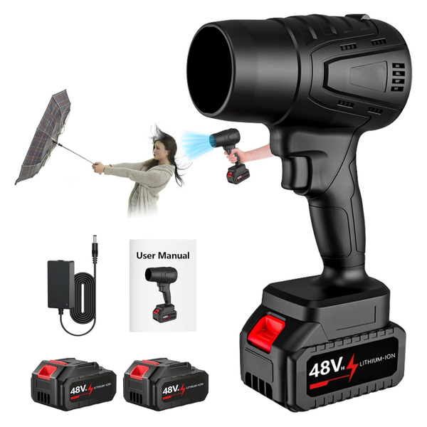 500000 RPM Turbo Power 21V Cordless Leaf Blower W/2 x Batteries