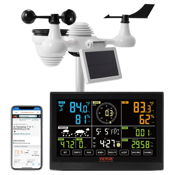 Vevor YT60234 7-in-1 Solar WiFi Weather Station