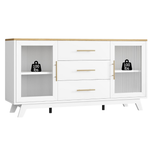 56" Coffee Bar Cabinet With Fluted Glass Doors & 3 Drawers