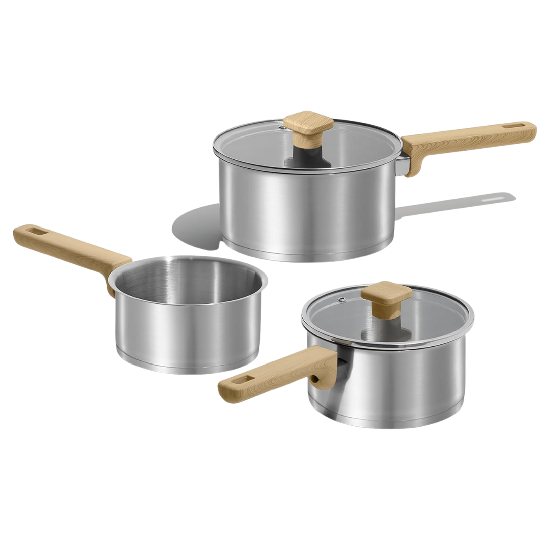 3-Piece CAROTE Stainless Steel Saucepan Set