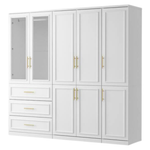 3-Combination White Wood 79.1"W 8-Door Big Armoires