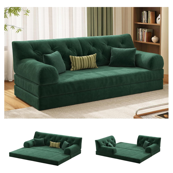 Anysoul 79" 5-in-1 Folding Convertible Corduroy Loveseat Sofa Bed