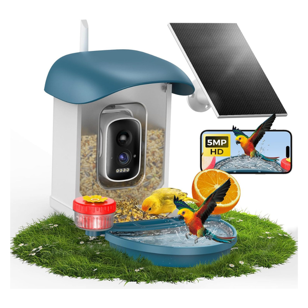 5MP HD Solar Powered Smart AI Identify Birds Feeder With Camera