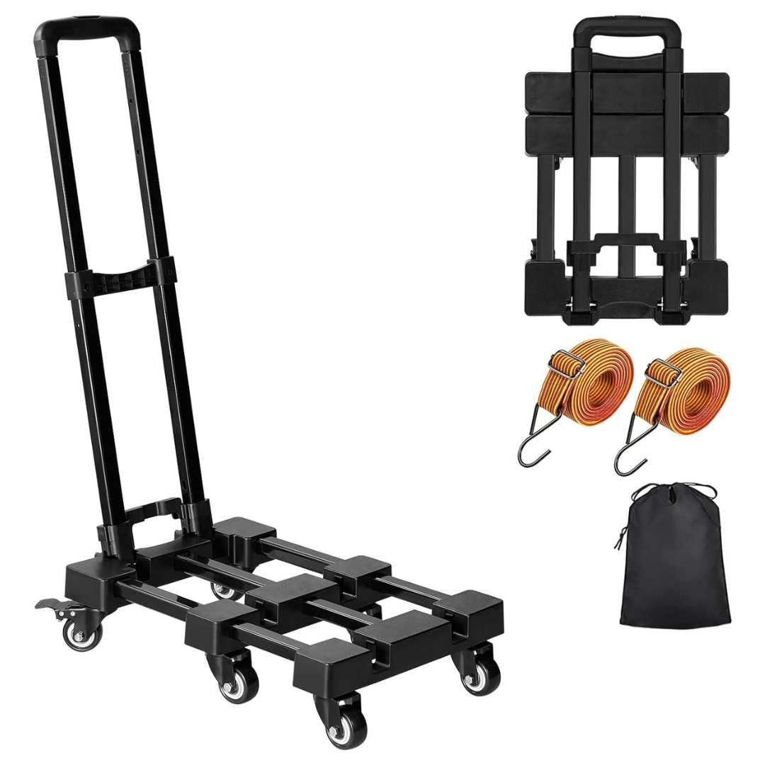 500 Lb Heavy-Duty Folding Luggage Cart With 6 Solid Wheels