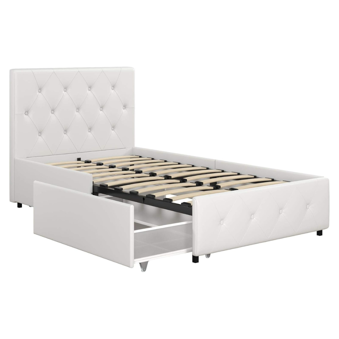 DHP Dakota Upholstered Platform Bed With Underbed Storage Drawers